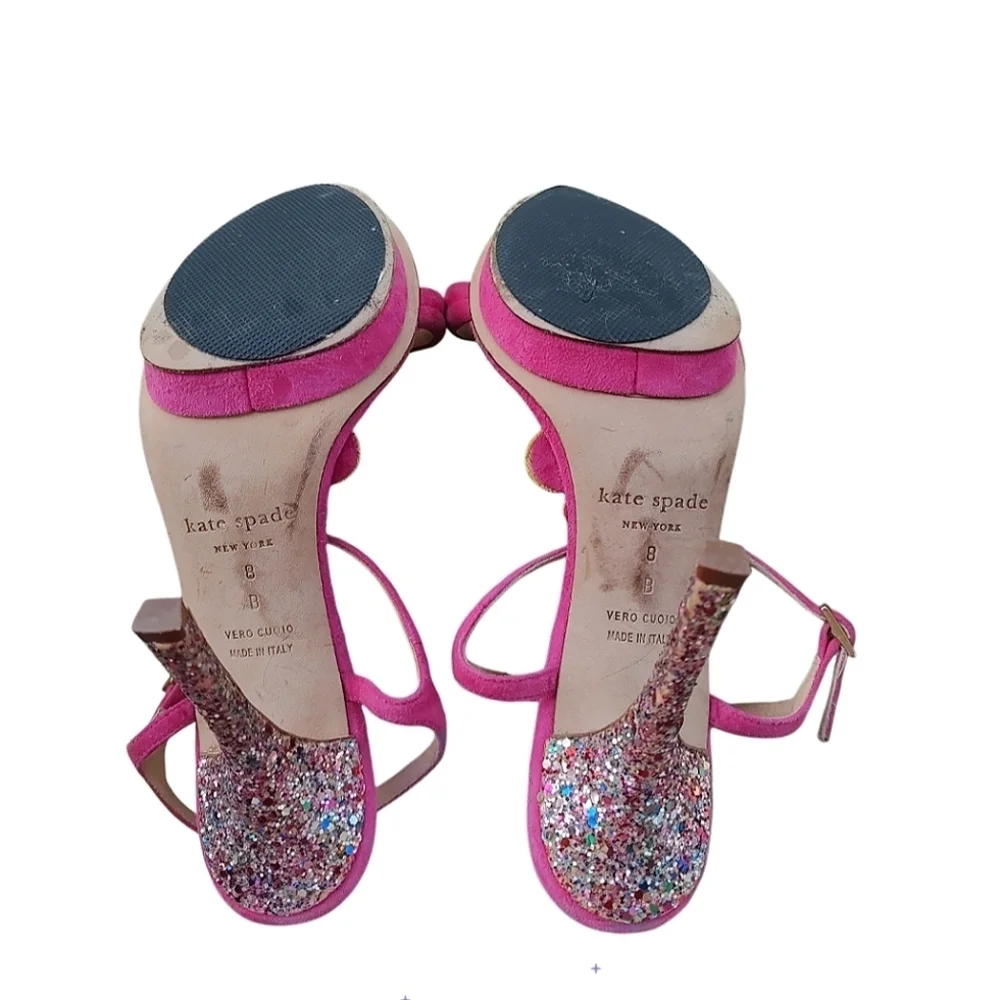 Kate Spade Elegant Pink Suede Stiletto Heels with Glitter Accents